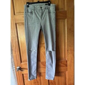 All Saints Women’s Size 31 Gray Grace Slashed Skinny Denim Jeans Distressed